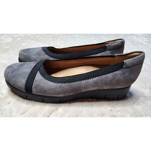 Clarks Artisan Daelyn Hill Grey Suede Wedge Shoes Womens 8.5 M